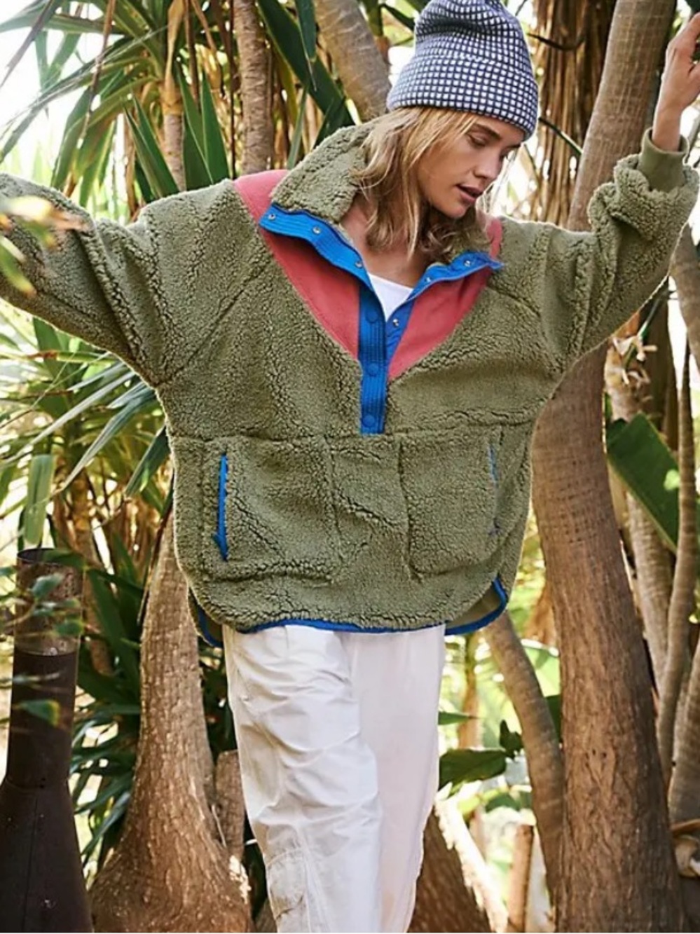 FREE PEOPLE Fall To Rise Fleece Quarter Snap Pullover
